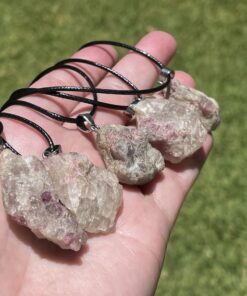 pink tourmalinated quartz pendant