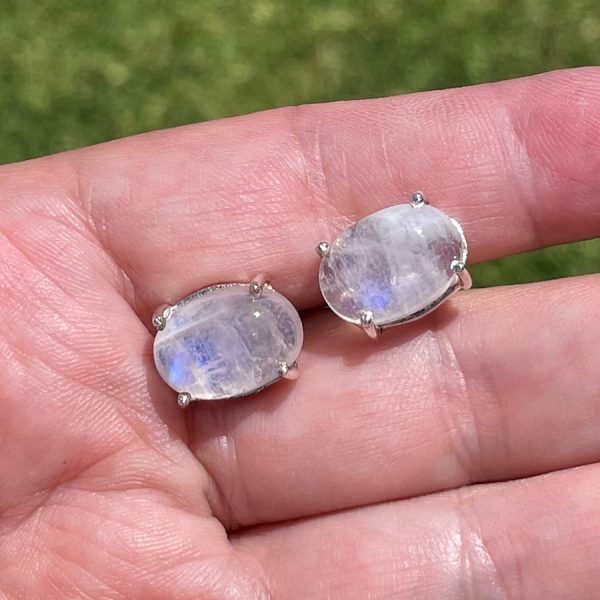 blue moonstone silver earrings