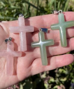 natural crystal cross pendants