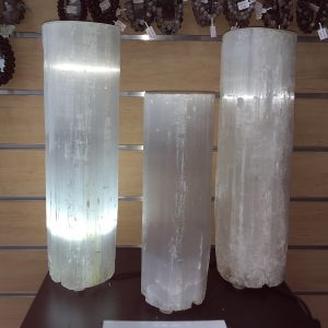 Cylindrical Selenite Lamps - lit