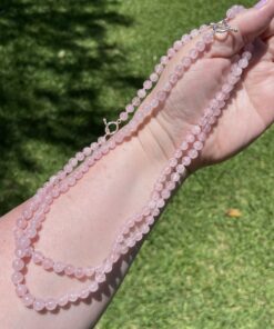 Rose Quartz Bead Necklace in 6 mm beads