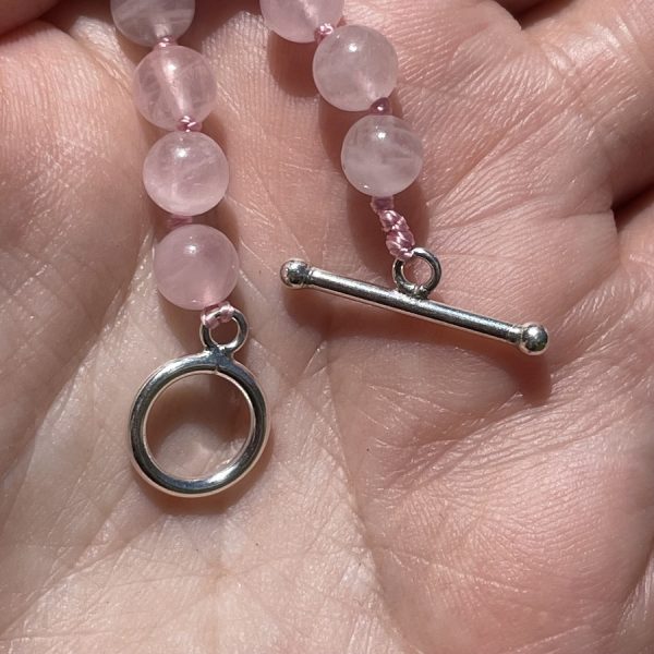 Rose Quartz Necklace in 6 mm bead with sterling silver clasp