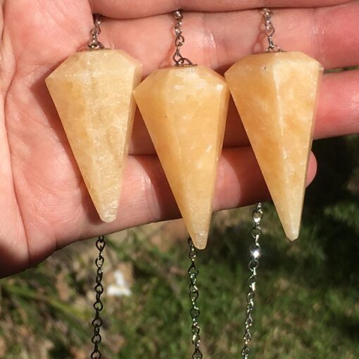 Faceted Yellow Calcite Pendulums