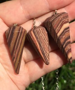 Faceted Patterned Brown Jasper Pendulums