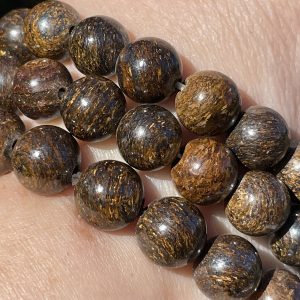 round bead bronzite bracelets