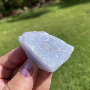 blue lace agate raw and then semi polished