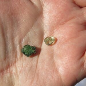 green garnet crystals