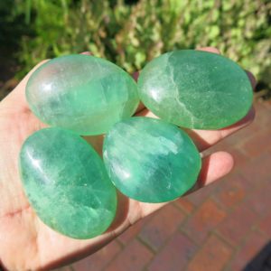 green fluorite palm stones
