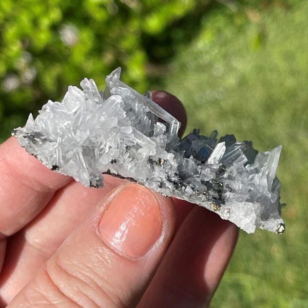 Clear Quartz needle Cluster with Pyrite from Peru
