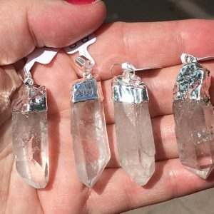 natural points clear quartz pendants