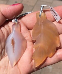 Agate Pendants Leaf shaped and silver