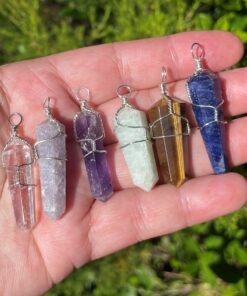 Wire Wrapped Crystal Pendant Set