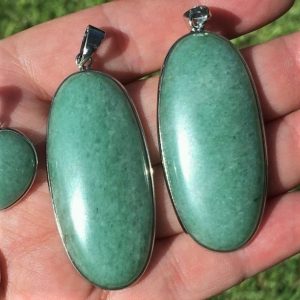 green aventurine oval pendants