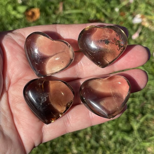 smoky quartz hearts from Madagascar