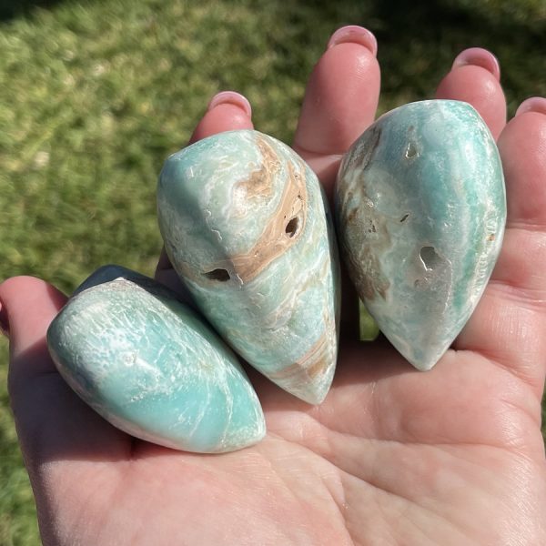 blue aragonite hearts