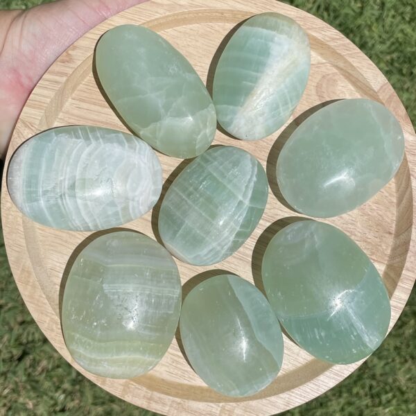 green Pistachio Calcite Pebbles from Pakistan
