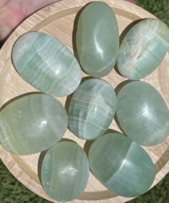 Green Calcite Palm Stones from Pakistan