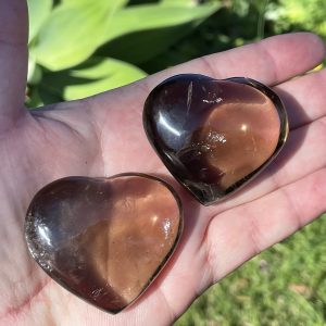 Madagascan smoky quartz hearts