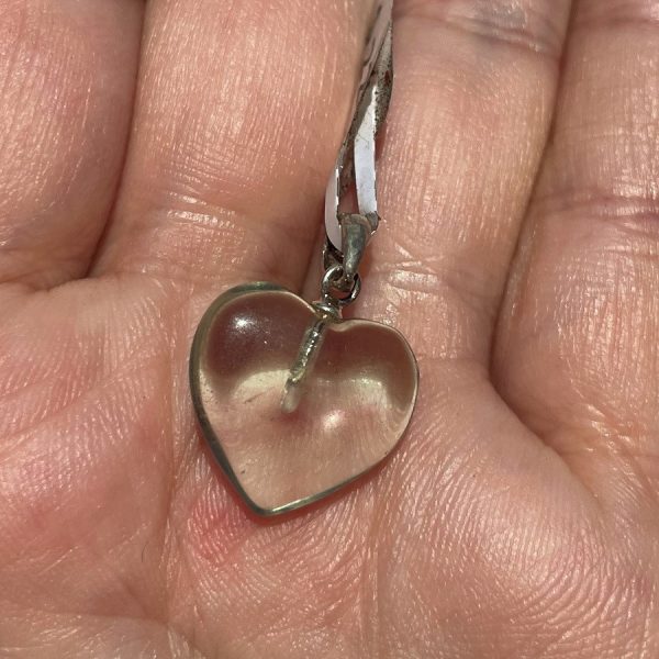heart shaped fluorite pendant in silver