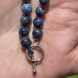 Lapis Lazuli Necklace in 6 mm bead with sterling silver clasp
