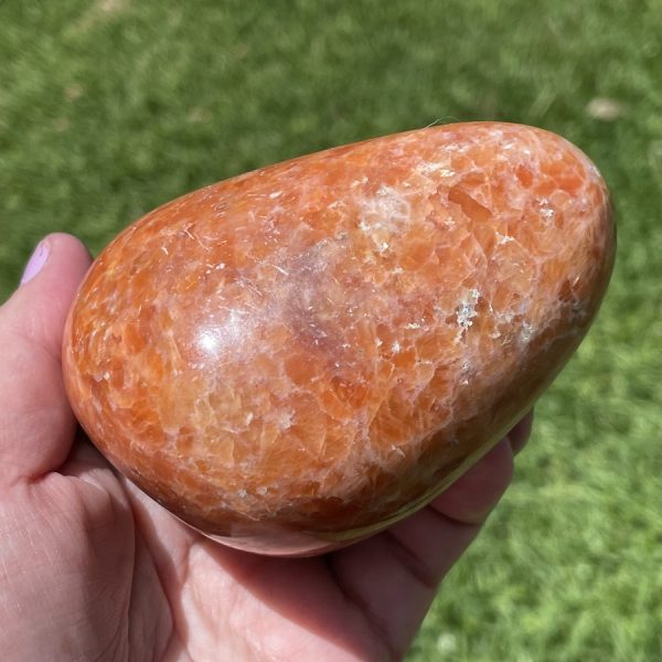 orange calcite large, polished specimen