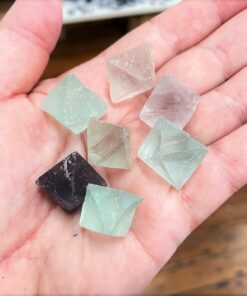 Fluorite Bag of 7 small octahedrons