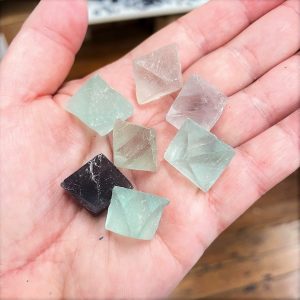Fluorite Bag of 7 small octahedrons