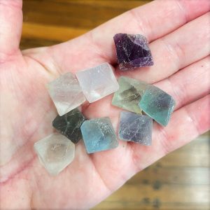Fluorite Bag of 9 small octahedrons