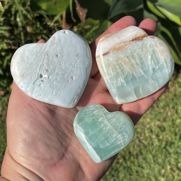 blue Caribbean Calcite hearts