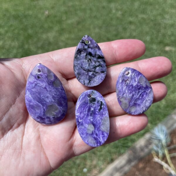 charoite pendants with drilled hole