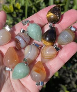 Natural Crystal Pendants with Cord