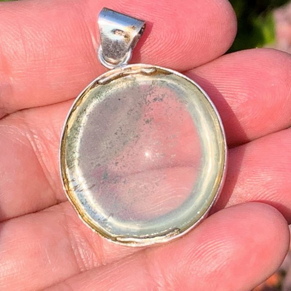 buy Brazilian chlorite in clear quartz sterling silver pendant