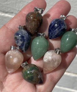 natural crystal pendants in tear forms