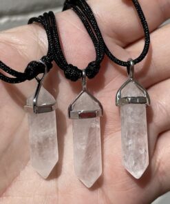 clear quartz double terminated pendant with cord
