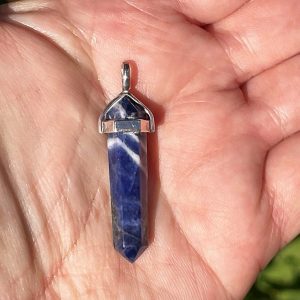 Sodalite 925 silver Pendant in double terminated form