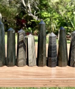 gold sheen obsidian obelisks from Mexico