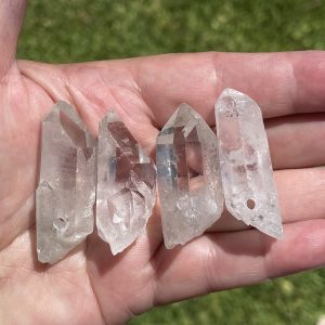 natural clear quartz point pendant with drilled hole