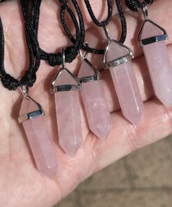 ose Quartz Pendants in double terminated form with adjustable cord