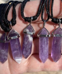 Amethyst double pointed Pendants with adjustable cord