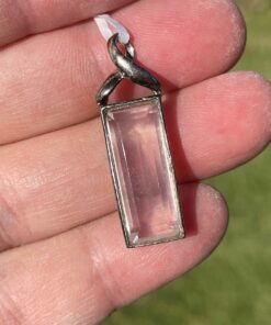 rose quartz silver pendant