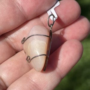 pink opal pendant in sterling silver setting