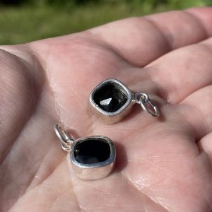 black agate silver pendant