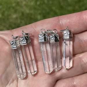 clear quartz pencil pendants