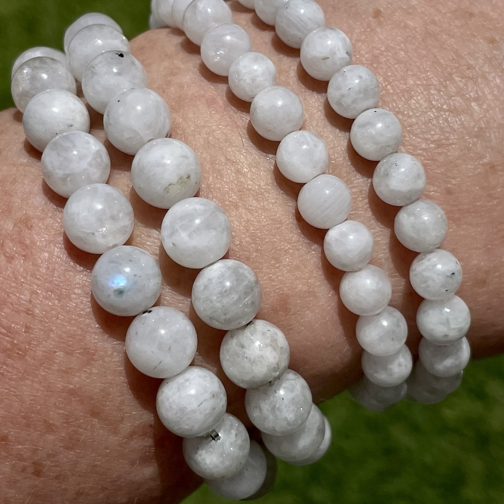 Rainbow Moonstone Crystal Nugget Bead Bracelet – Crystal Gemstone Shop