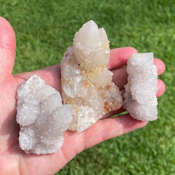 white and citrine spirit quartz points and clusters from South Africa