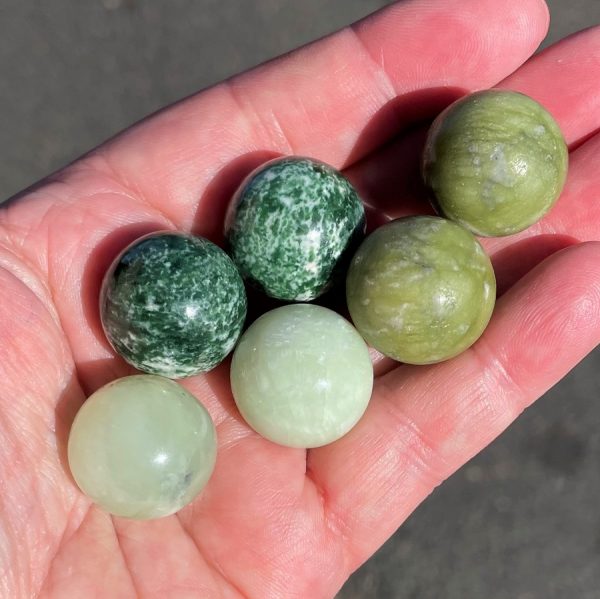 mini spheres in new jade and nephrite jade