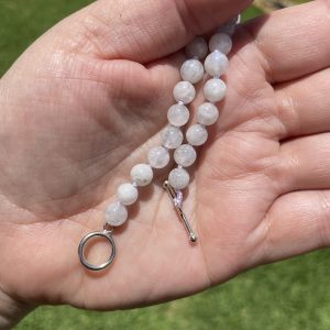 Rainbow Moonstone Necklace in 6 mm bead with sterling silver clasp