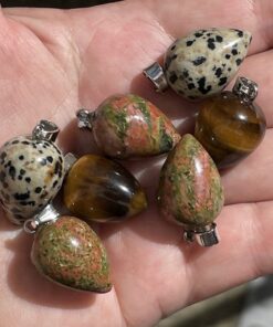 tear drop pendants in natural crystals