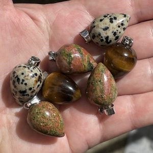 tear drop pendants in natural crystals
