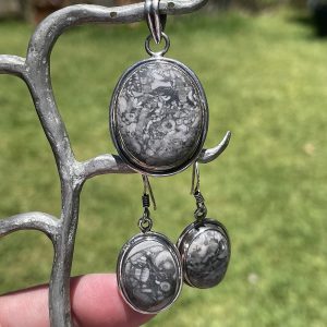 Turritella Earrings and Pendant in sterling silver